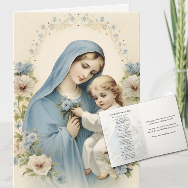"Lovely Lady dressed in blue" Religious Poem  Card (A timeless Catholic classic poem and prayer by Mary Dixon Thayer.)