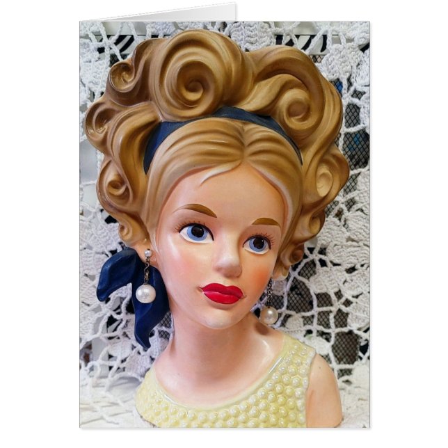 Lovely Lady Head Vase Big Bouffant Hair 1960s (Front)