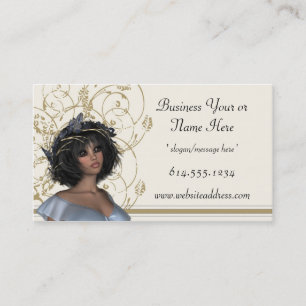 Lovely Lady in Blue Dress Decorated Business Cards