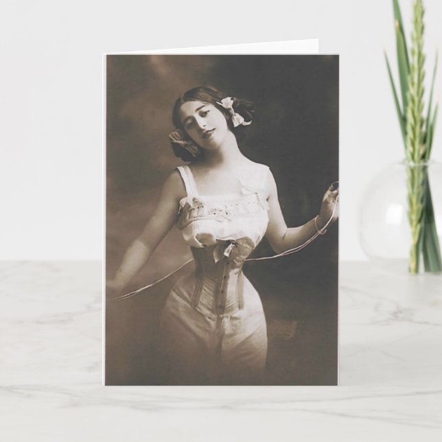 Lovely Lady in Corset Skinny Waist Greeting Card (Front)