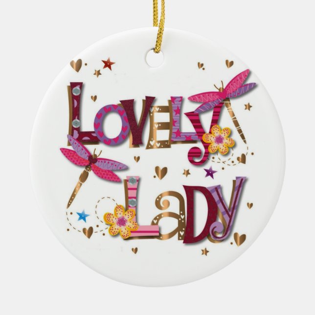 LOVELY LADY/MERRY CHRISTMAS ON OTHER SIDE      CERAMIC TREE DECORATION (Front)