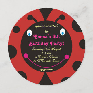 Lovely Ladybug Birthday Party Round Invitations