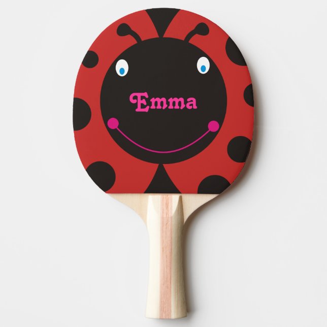 Lovely Ladybug Personalised Name Ping Pong Paddle (Front)