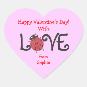 Lovely ladybug personalised valentine sticker