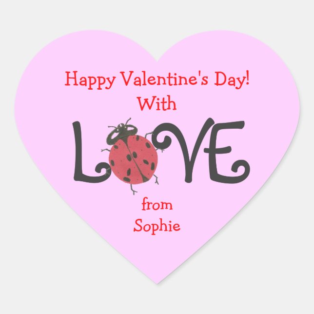 Lovely ladybug personalised valentine sticker (Front)