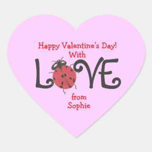 Lovely ladybug personalized valentine sticker