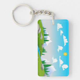 Lovely landscape drawing key ring
