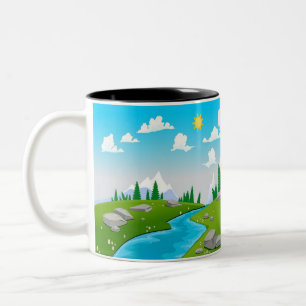 lovely landscape drawing Two-Tone coffee mug