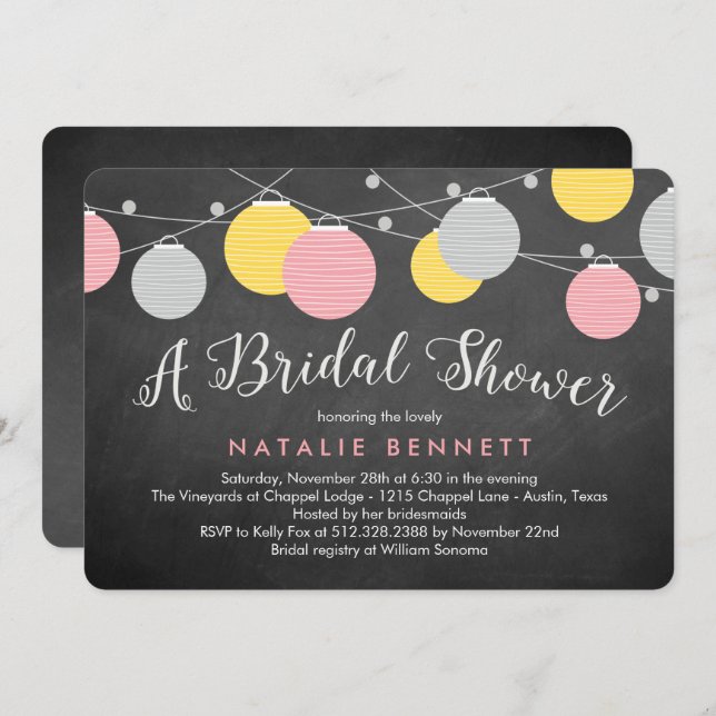 Lovely Lanterns Bridal Shower Invitation (Front/Back)