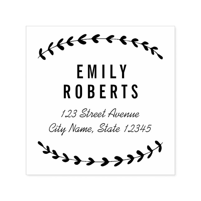 Lovely Laurels Personalised Rubber Stamp (Design)