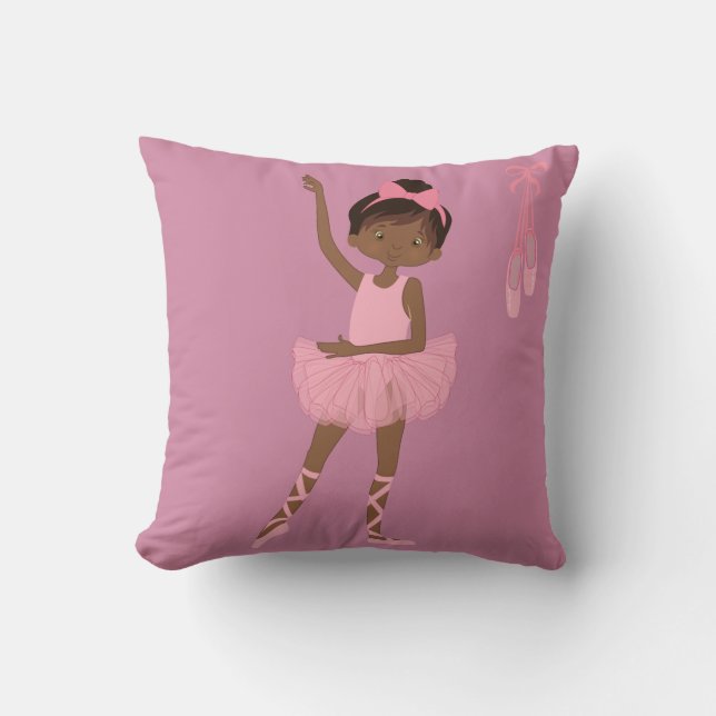 Lovely Lavender African American Ballerina Pillow (Front)