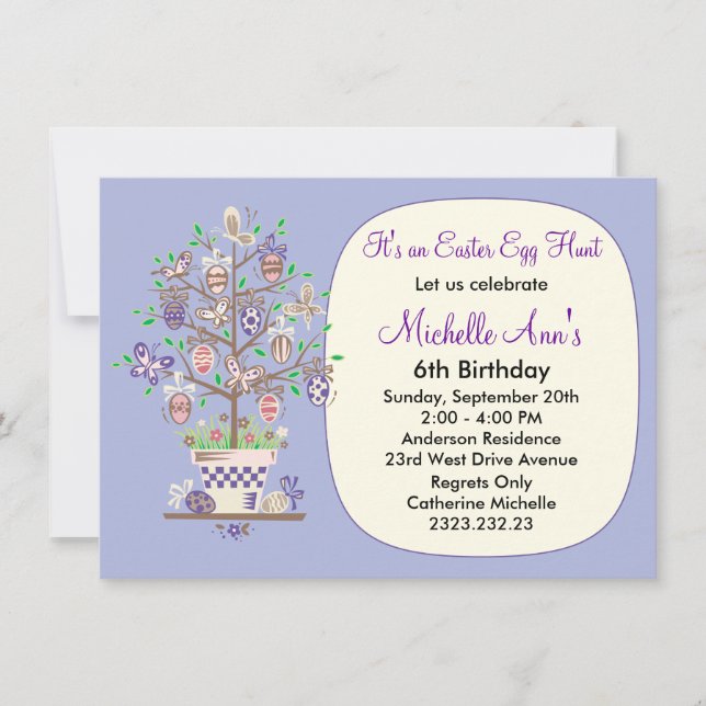 Lovely Lavender Easter Egg  Hunt Invitation (Front)