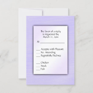 Lovely Lavender Menu Choice Wedding RSVP
