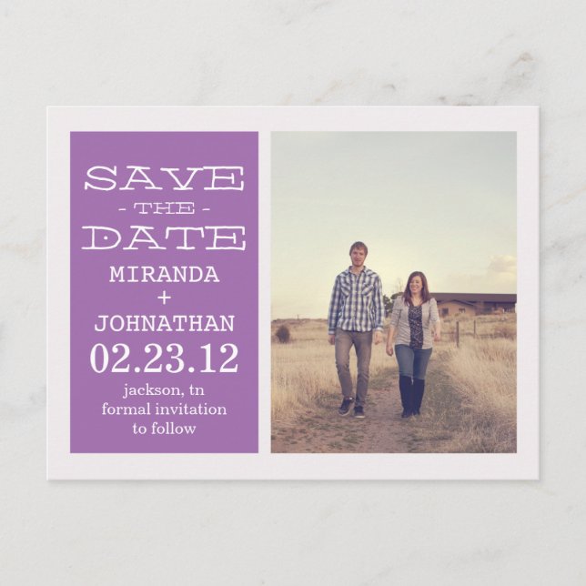Lovely Lavender Photo Save The Date Post Cards (Front)