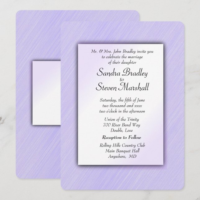 Lovely Lavender Wedding  Invitation (Front/Back)