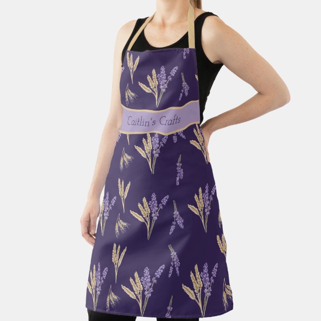 Lovely Lavender & Wheat Purple Apron (Insitu)