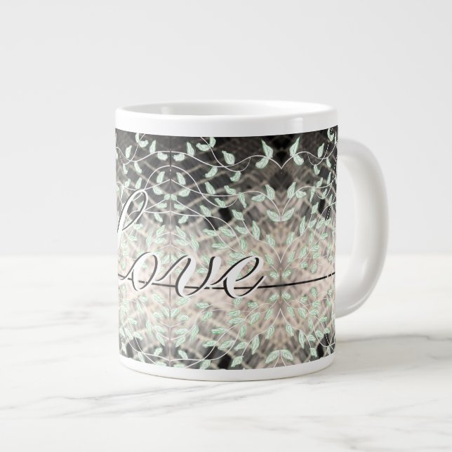 Lovely Leaf  Mug With Green And Black (Front Right)