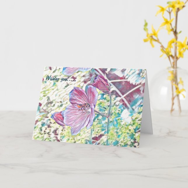 Lovely leafcutter bee painting birthday card  (Yellow Flower)