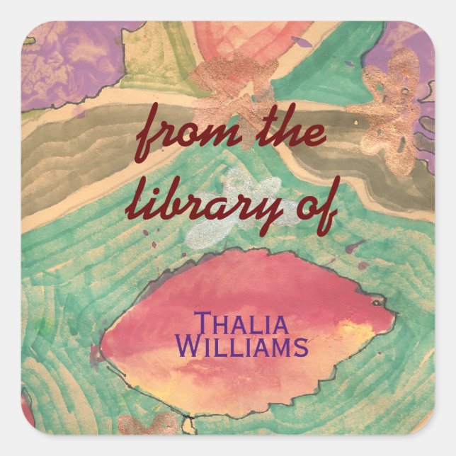 Lovely leaves custom bookplates square sticker (Front)