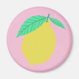 Lovely Lemon Citrus Fruity Fun on Pink Magnet