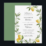 lovely lemon foliage wedding invitation<br><div class="desc">A beautiful design with lovely hand painted lemons with text in the middle. The text and green back colour can be edited along with other features of this template.</div>