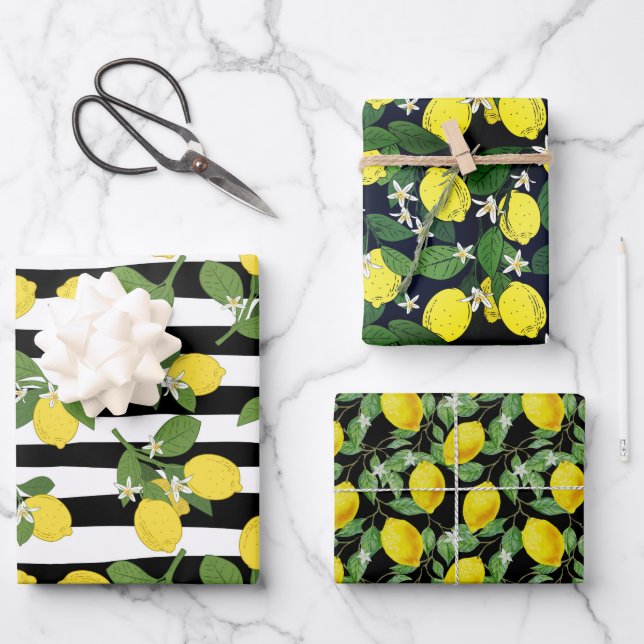Lovely Lemon Pack Wrapping Paper Sheets (Front)