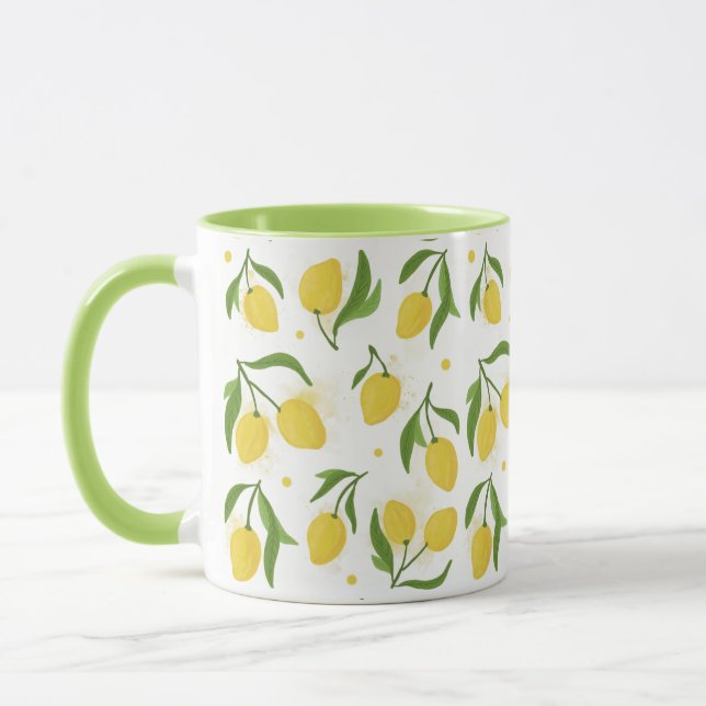 Lovely Lemon Yellow Green Mug (Left)