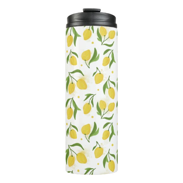 Lovely Lemon Yellow Green Thermal Tumbler Bottle (Front)