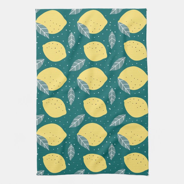 Lovely Lemons  In The Kitchen Pattern Tea Towel (Vertical)