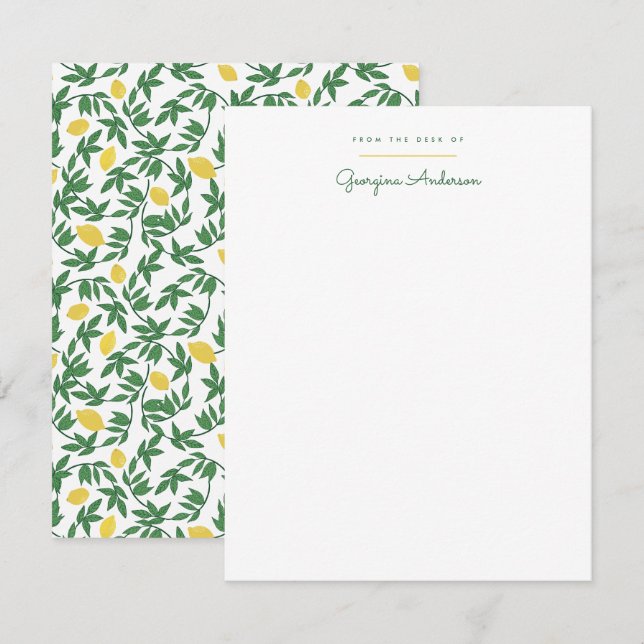 Lovely Lemons Personal Stationery Card (Front/Back)