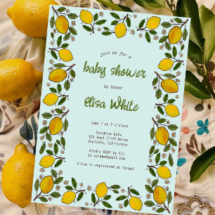 Lovely Lemons Rustic CUSTOM QR Code BABY SHOWER Invitation