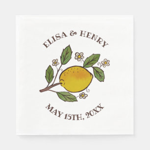 Lovely Lemons WEDDING Engagement Rustic CUSTOM Napkin