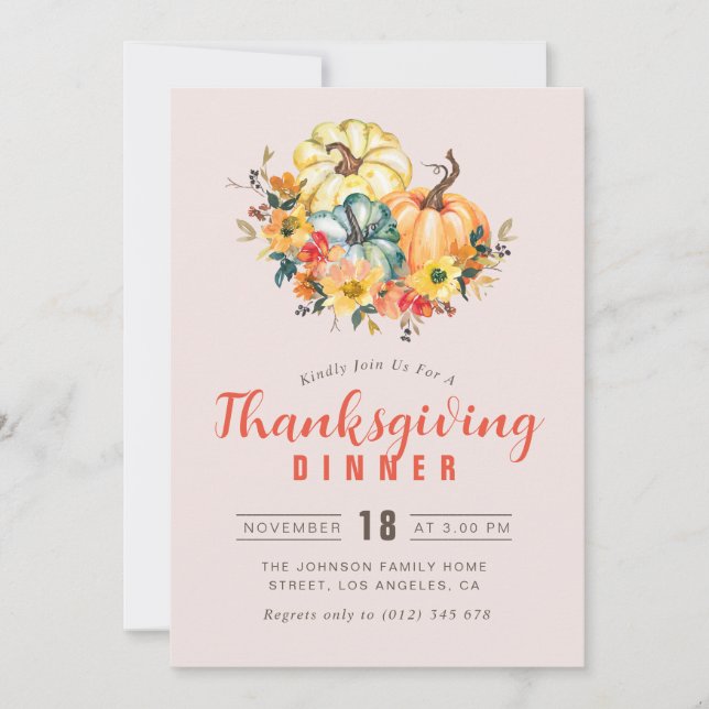 lovely lettering Thanksgiving dinner Invitation (Front)