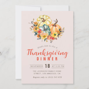 lovely lettering Thanksgiving dinner Invitation