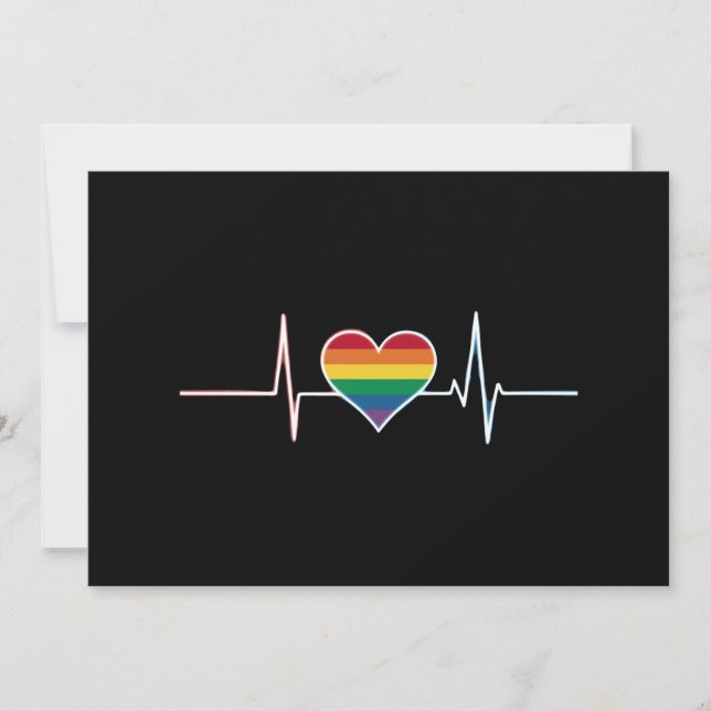 Lovely LGBT Gay Pride Heartbeat Lesbian Gays Love Announcement (Front)
