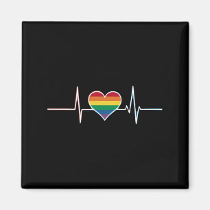 Lovely LGBT Gay Pride Heartbeat Lesbian Gays Love Magnet
