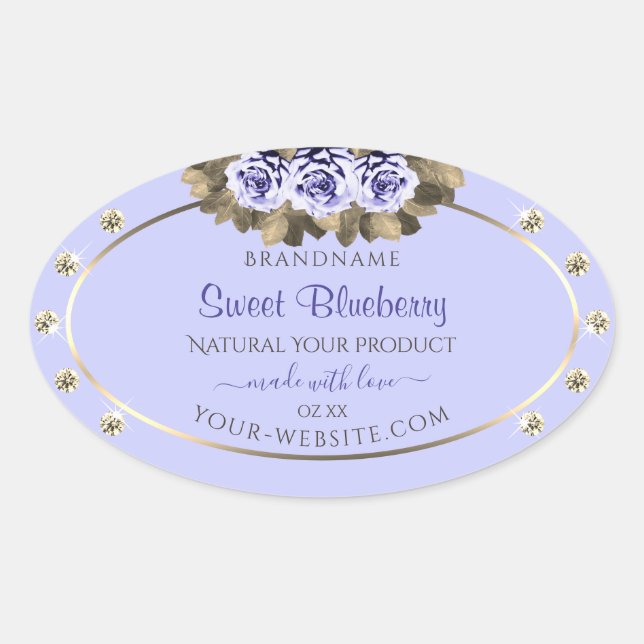 Lovely Light Baby Blue Product Labels with Jewels (Front)