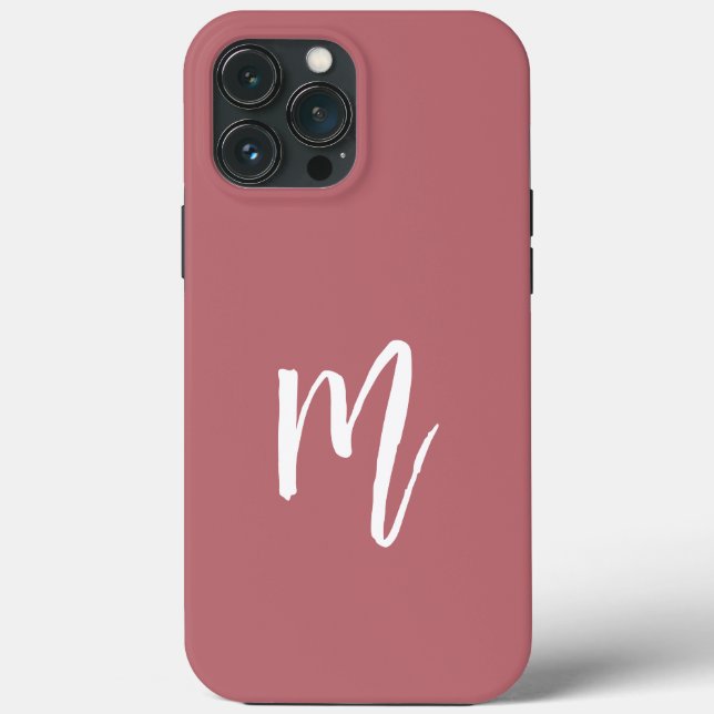 Lovely light burgundy with Stylish text Initial Case-Mate iPhone Case (Back)