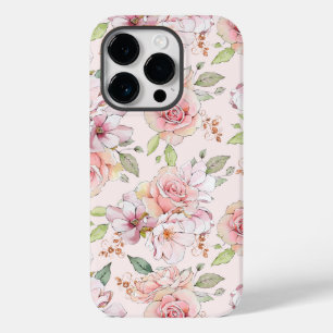 Lovely light pink roses pattern Case-Mate iPhone c 14 Pro Case