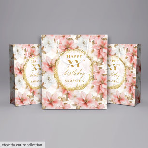 Lovely Light Pink Watercolor 90 Birthday Gift Bag