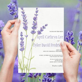 Lovely Light Purple Lavender Flower Wedding Invite