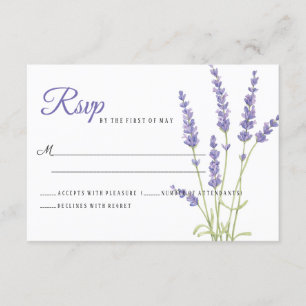 Lovely Light Purple Lavender Flowers Wedding RSVP Card