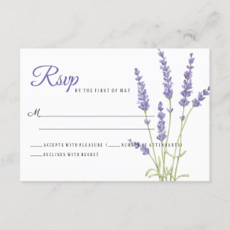 Lovely Light Purple Lavender Flowers Wedding RSVP Card