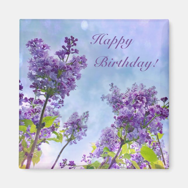 Lovely Lilac Happy Birthday Magnet (Front)