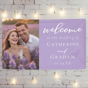 Lovely Lilac Purple Couple Photo Wedding Banner