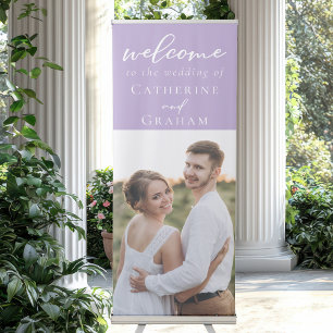 Lovely Lilac Purple Couple Photo Wedding Retractable Banner
