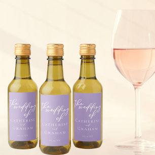 Lovely Lilac Purple Wedding Personalised Mini Wine Label