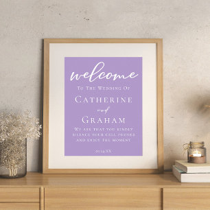 Lovely Lilac Purple White Personalised Wedding Poster