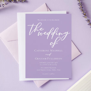 Lovely Lilac White Script Afternoon Wedding Invitation