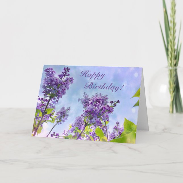 Lovely Lilacs Happy Birthday Card (Front)